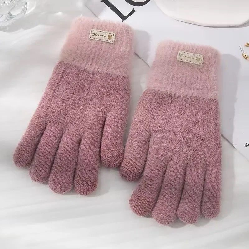 Plush Fluffy Knit Winter Gloves with Touchscreen Fingertips — variant_front