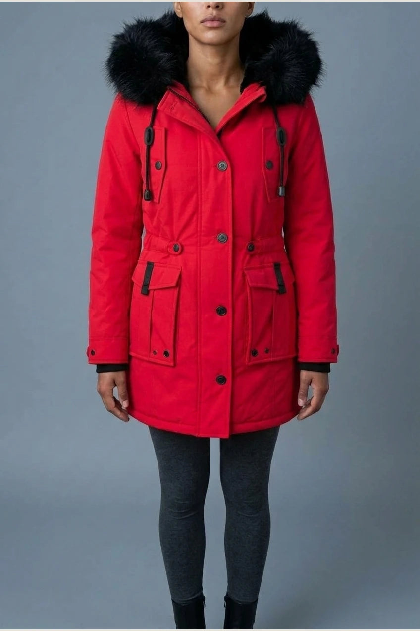 Aria | Women's Thick Faux Fur Hooded Insulated Parka Coat — variant_front