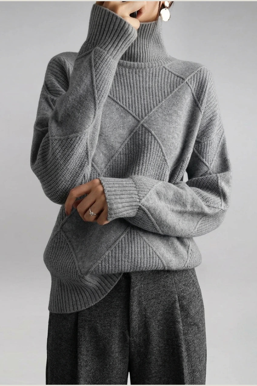 Sweater Women - Cashmere Knit Soft Sweater with Turtleneck — variant_front