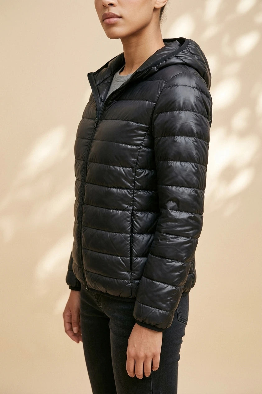 Women's Lightweight Packable Hooded Puffer Jacket — variant_front