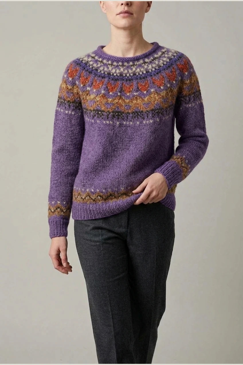 Ivana - Vintage Jacquard Crew Neck Sweater — variant_front