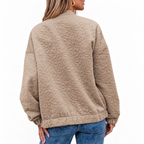 Women’s Beige Quilted Jacket | Zip-Up Long Sleeve Outerwear with Front Pockets — variant_front