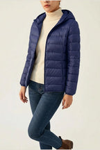Amelia | Women's Lightweight Hooded Quilted Jacket Packable Down Puffer — variant_front