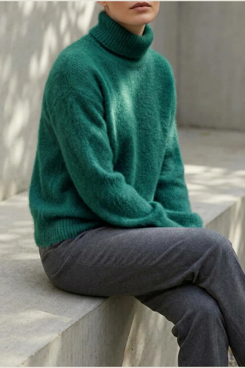 Scarlett | Women's Fluffy Turtleneck Loose Knit Sweater Jumper — variant_front