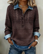 Cosy Cable Knit Jumper with Contrast Collar and Cuffs — variant_front