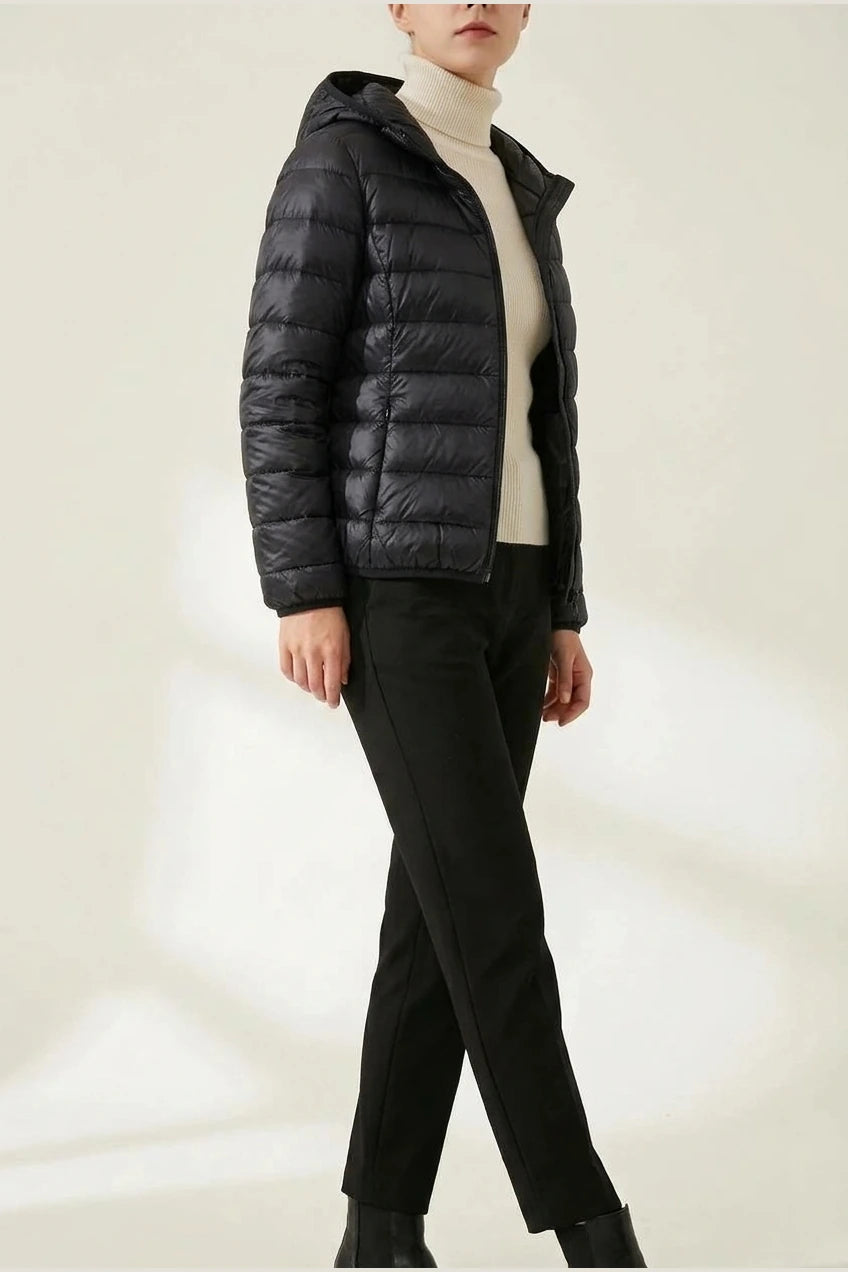 Amelia | Women's Lightweight Hooded Quilted Jacket Packable Down Puffer — variant_front