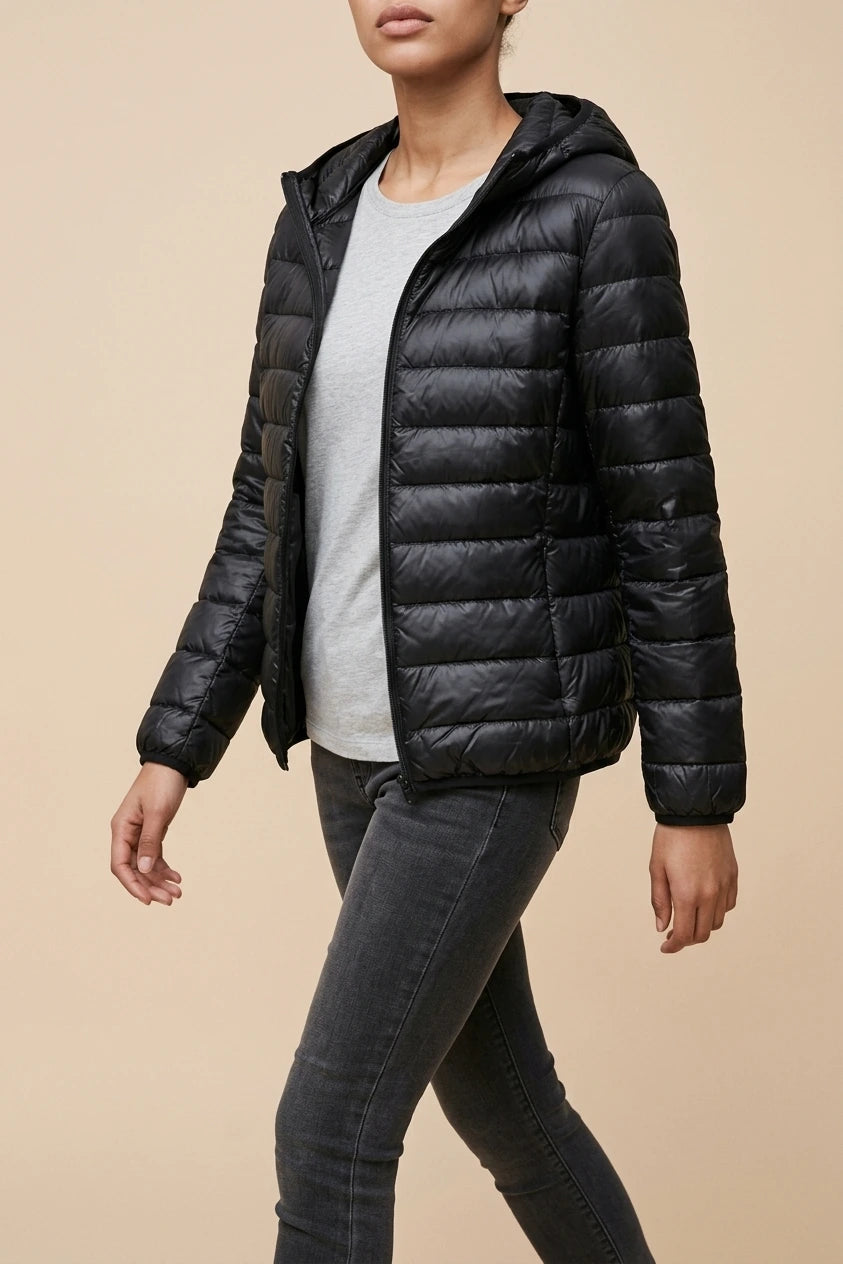 Women's Lightweight Packable Hooded Puffer Jacket — variant_front