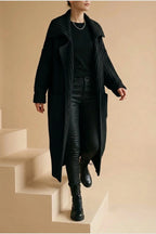 Phoebe | Women's Oversized Chunky Knit Lapel Longline Cardigan — variant_front