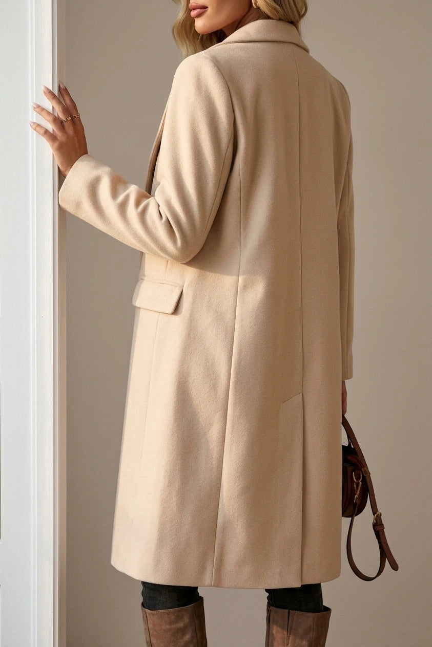 Women's Oversized Trench Coat Notched Lapel with Belt — variant_front