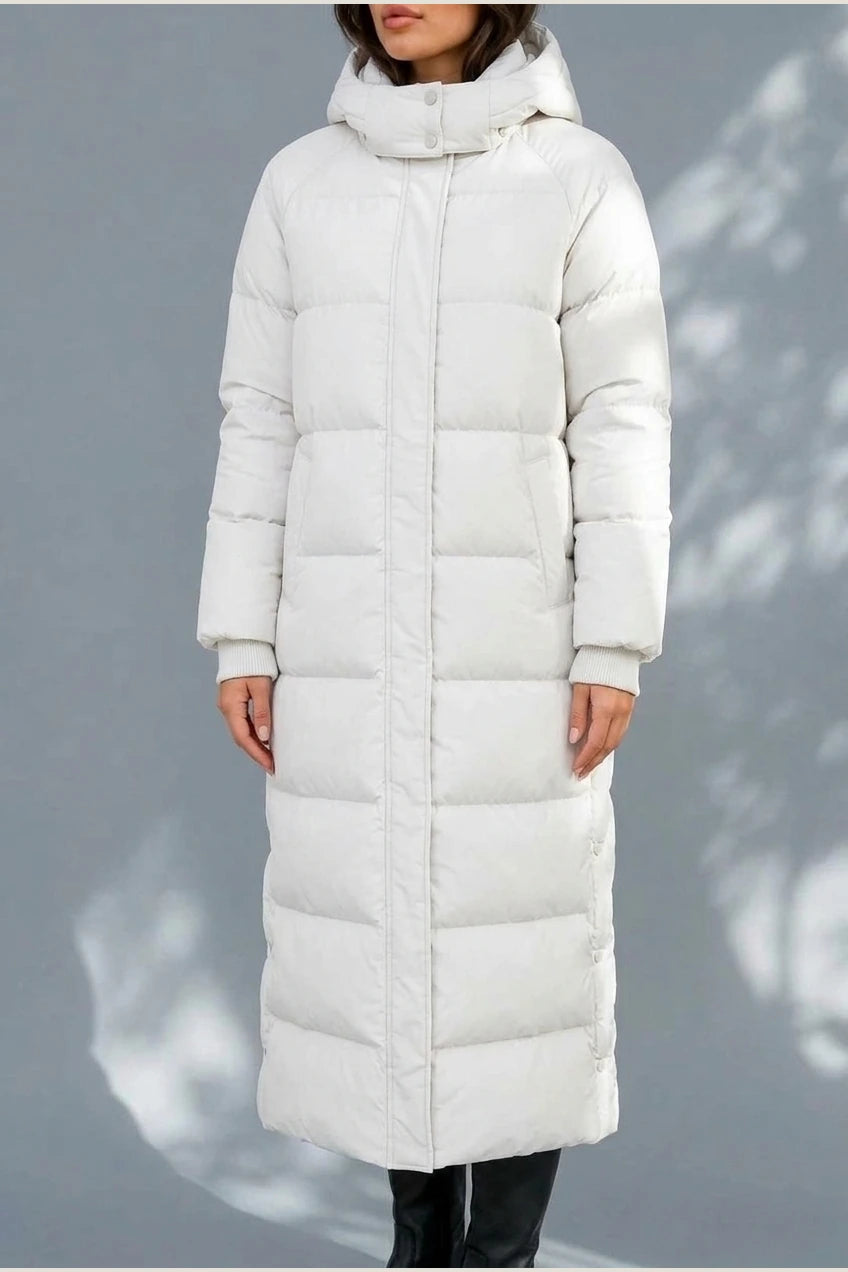 Women’s Long Puffer Coat – Hooded Padded Winter Jacket — variant_front