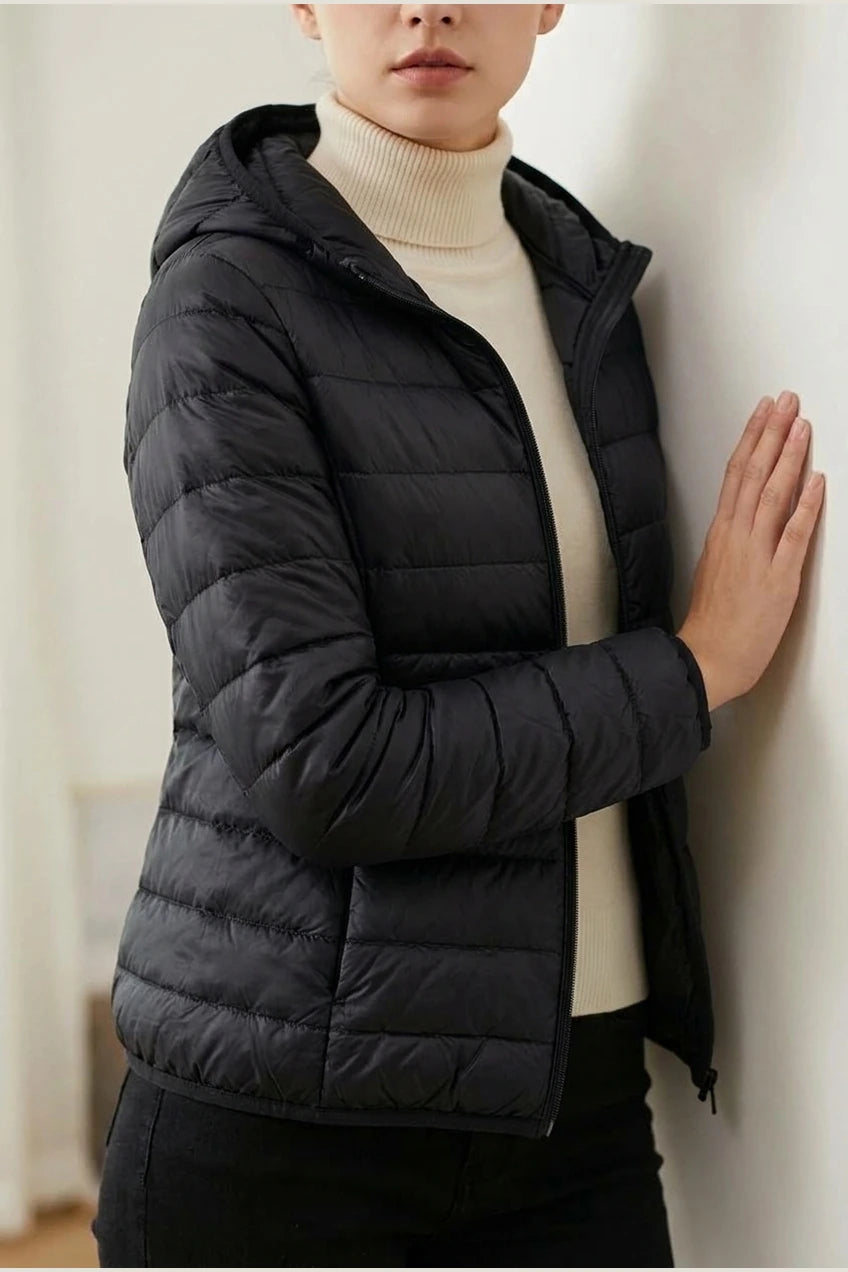 Amelia | Women's Lightweight Hooded Quilted Jacket Packable Down Puffer — variant_front