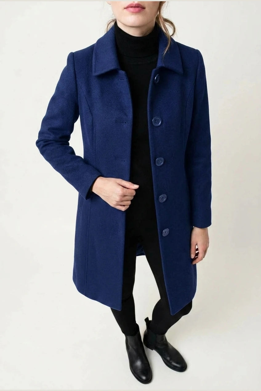Tailored Button Front Wool Blend Coat — variant_front
