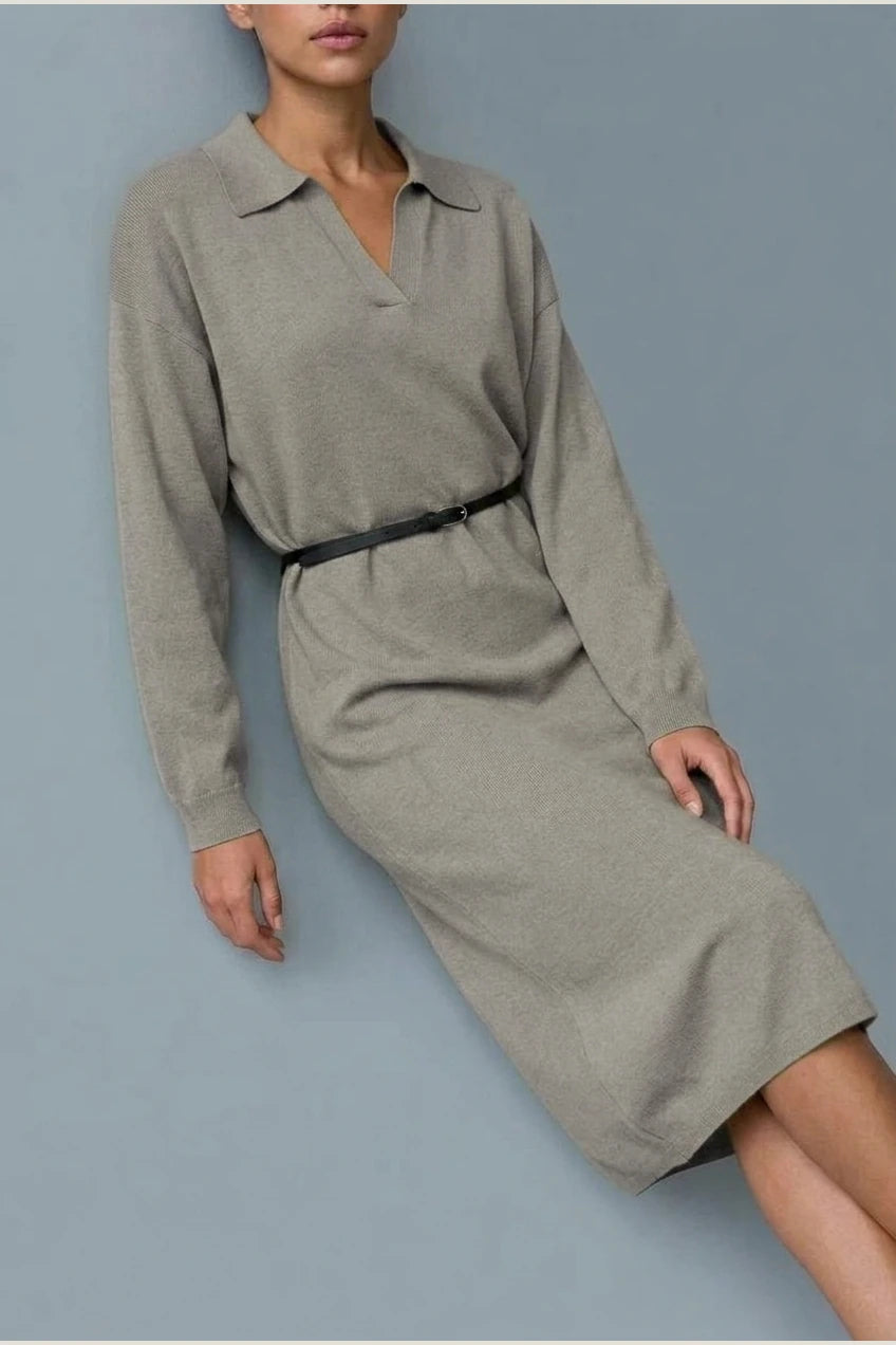 Dress Women - Knitted Jumper Dress with Polo Neck — variant_front