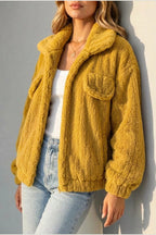Montarello Women's Teddy Jacket Borg Collared Zip Up — variant_front