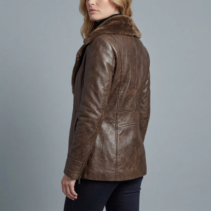 Ravella – Shearling-lined elegance – Leather jacket — variant_front
