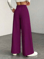 High Waist Wide Leg Corduroy Trousers with Flap Pockets — variant_front