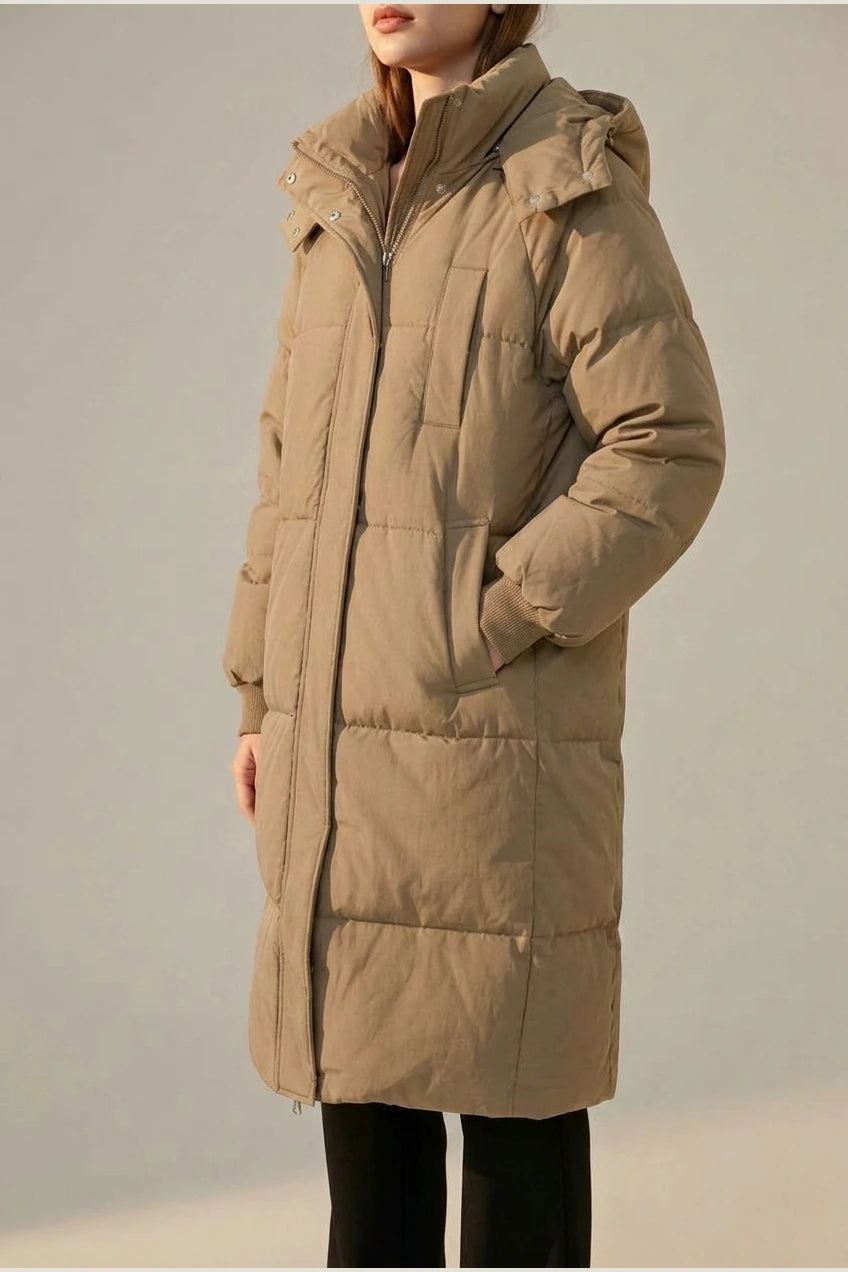 Gina™ - Classic Hooded Long Puffer Coat — variant_front