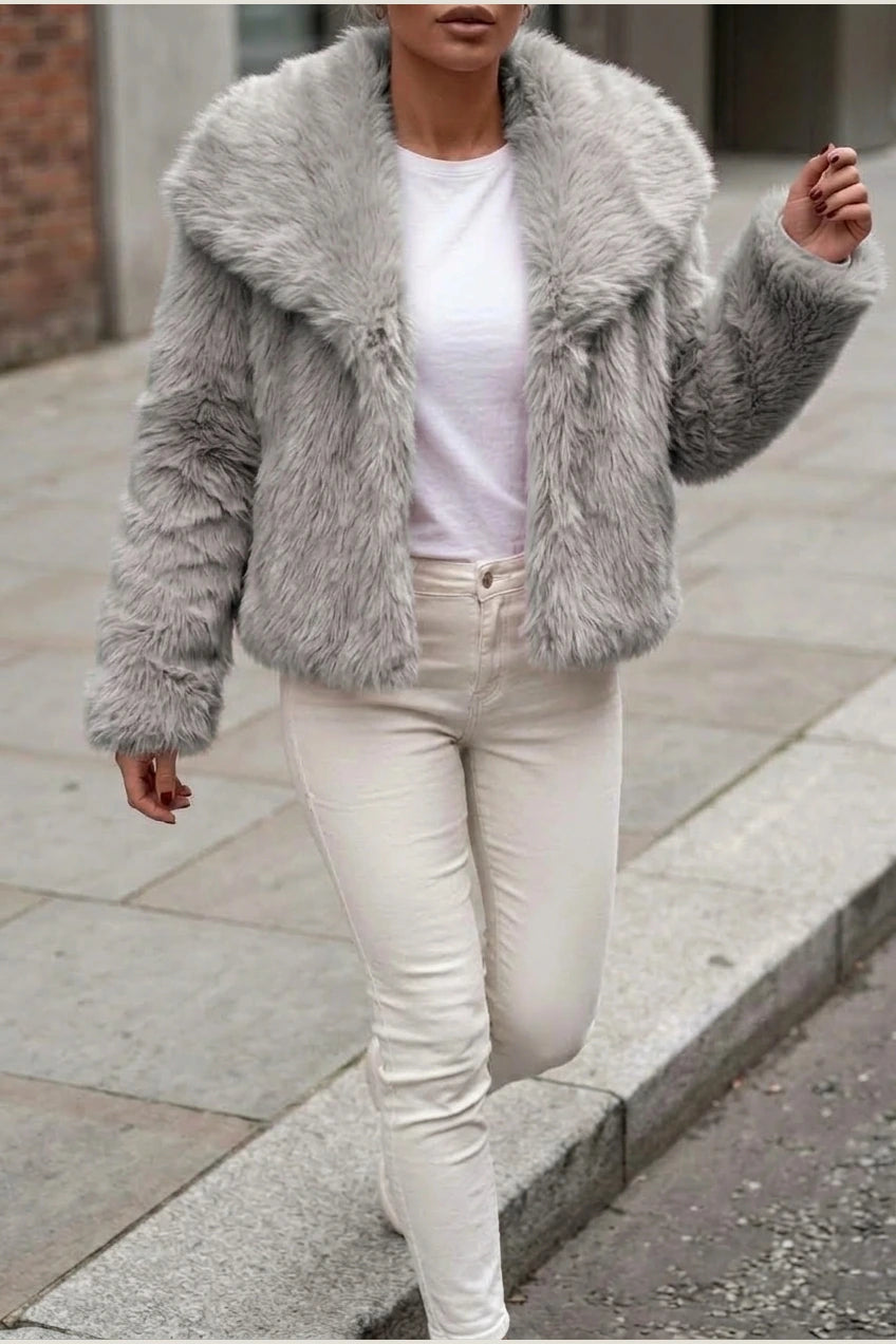 Faux Fur Cropped Coat for Women — variant_front