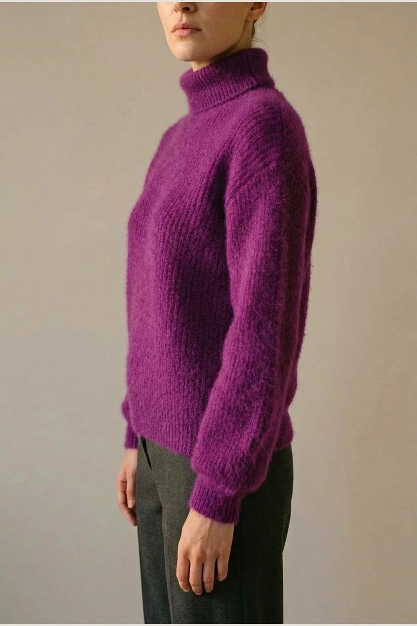 Scarlett | Women's Fluffy Turtleneck Loose Knit Sweater Jumper — variant_front