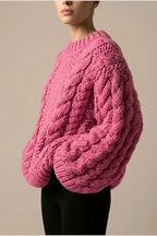 Ella | Women's Oversized Chunky Cable-Knit Jumper Dropped Shoulder — variant_front