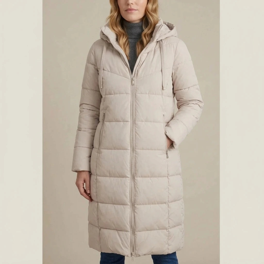 Women's Cozy Longline Puffer Jacket – Clover — variant_lifestyle_v_b7efc41a3d__langley-cozy-longline-puffer-jacket-for-women_lifestyle_natural_01_02.webp