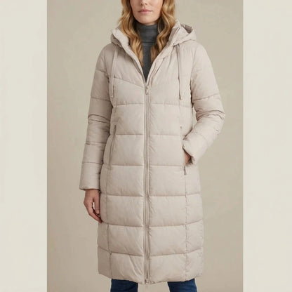 Women's Cozy Longline Puffer Jacket – Clover — variant_lifestyle_v_b7efc41a3d__langley-cozy-longline-puffer-jacket-for-women_lifestyle_natural_01_02.webp