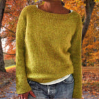 Cosy Knit Sweater with Boat Neck and Long Sleeves — variant_front
