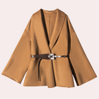 Women's Belted Coat with Wide Lapel Collar — variant_front