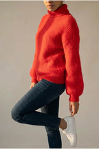Scarlett | Women's Fluffy Turtleneck Loose Knit Sweater Jumper — variant_front
