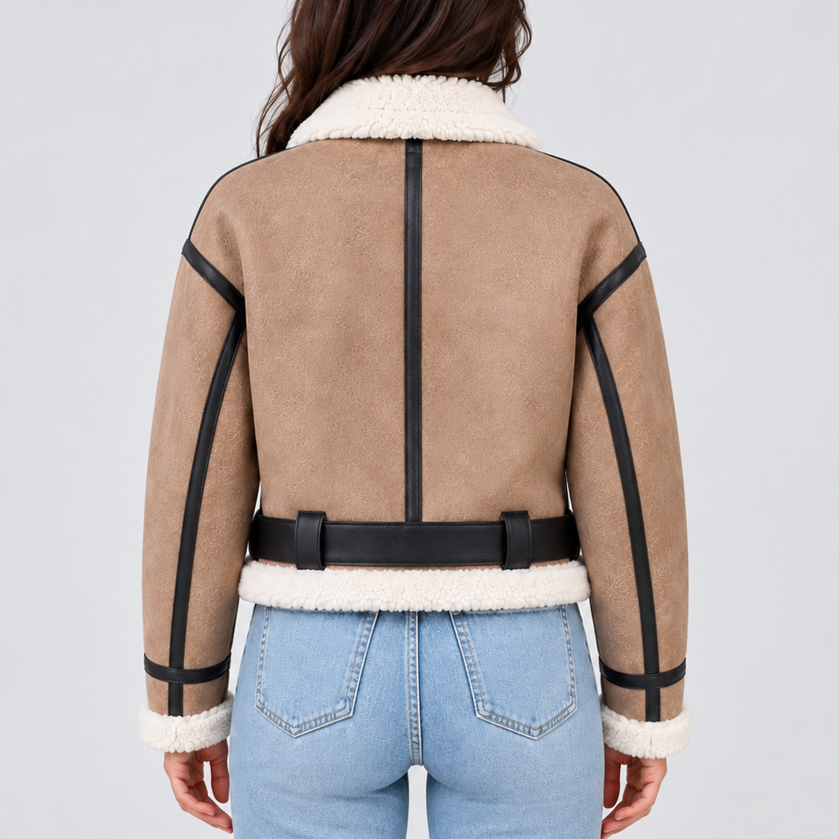 Women’s Cropped Aviator Jacket with Teddy Lining — variant_front