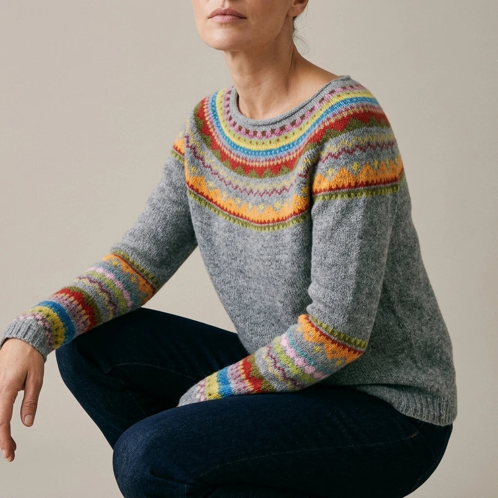Ivy | Women's Merino Wool Sweater Fair Isle Knit Pullover Jumper — variant_front