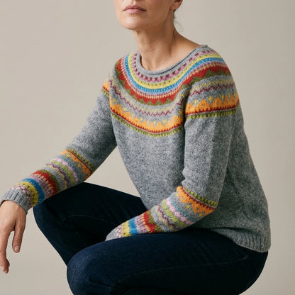 Ivy | Women's Merino Wool Sweater Fair Isle Knit Pullover Jumper — variant_front