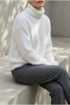 Scarlett | Women's Fluffy Turtleneck Loose Knit Sweater Jumper — variant_front