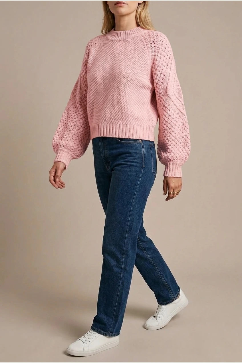 Women's Cable Knit Crew Neck Jumper for Autumn Winter — variant_front