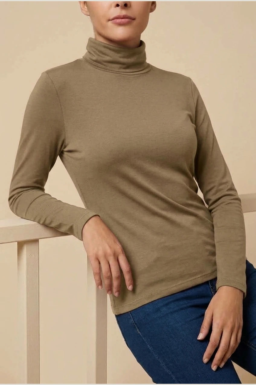 Women's Turtleneck Sweater Roll Neck Long Sleeve Straight Cuffs Plain Casual Layering — variant_front