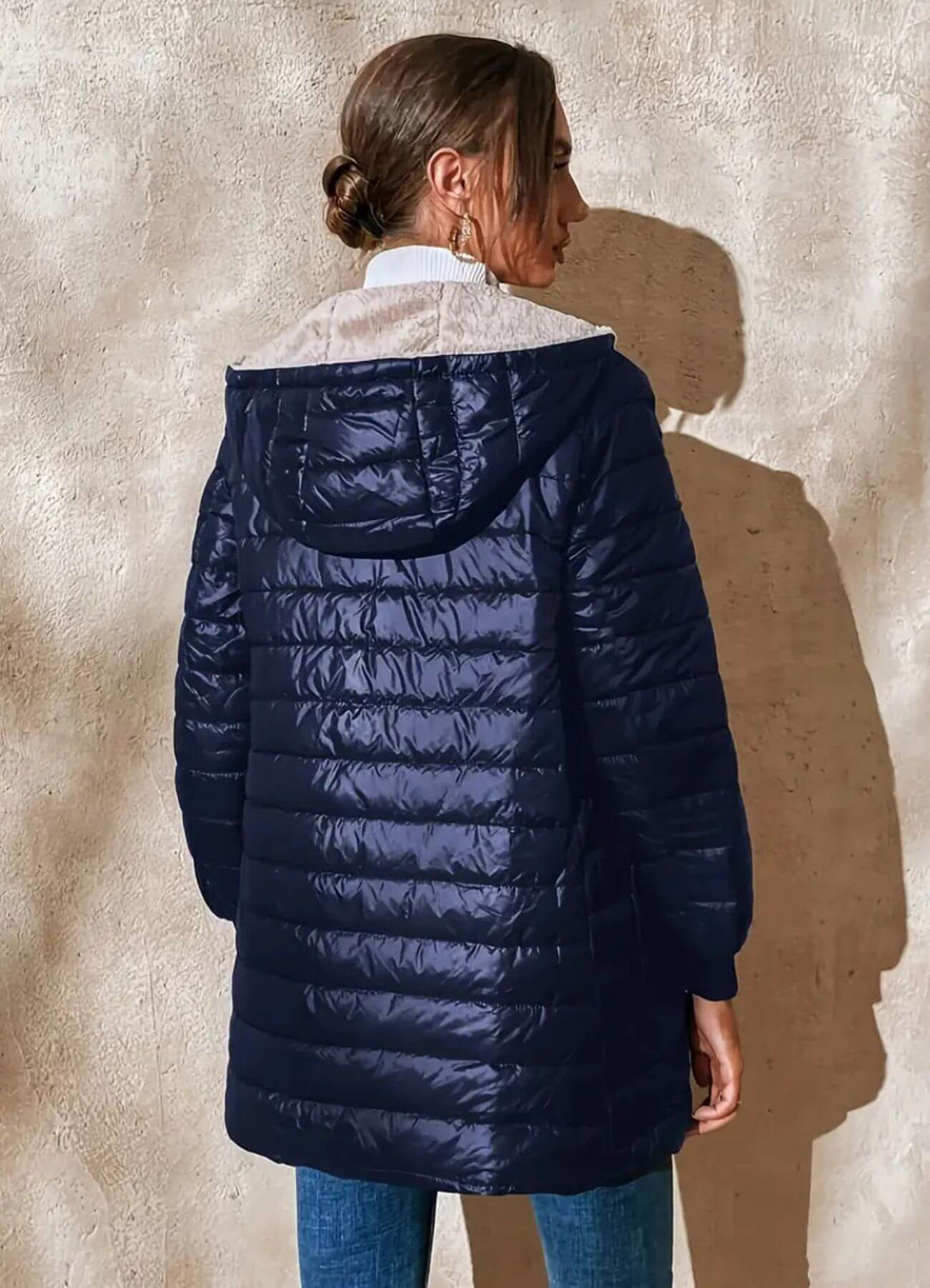Lightweight Hooded Puffer Jacket with Ribbed Cuffs — variant_front