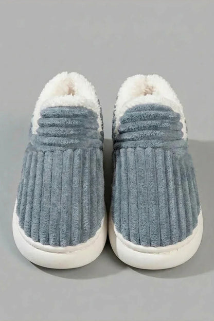 Autumn Winter Corduroy Slippers, Chunky Heel Fleece-Lined Warm Home Shoes, Thick Sole Couple Style Slides — variant_front