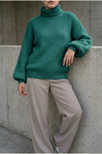 Scarlett | Women's Fluffy Turtleneck Loose Knit Sweater Jumper — variant_front