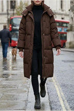 Gina™ - Classic Hooded Long Puffer Coat — variant_front