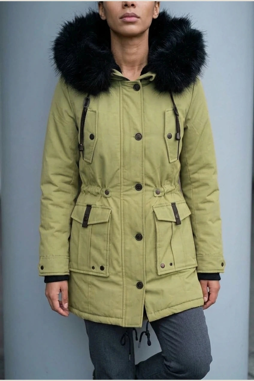 Aria | Women's Thick Faux Fur Hooded Insulated Parka Coat — variant_front