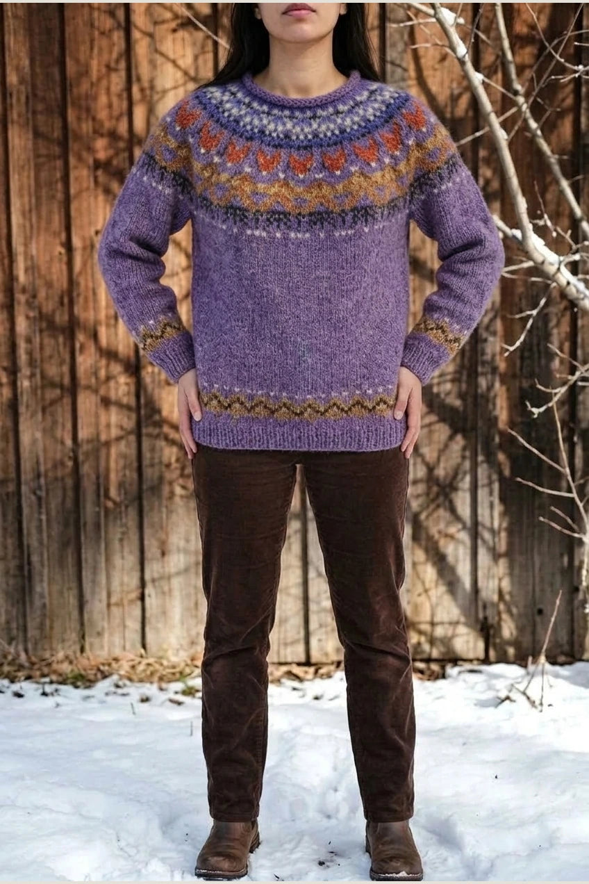 Ivana - Vintage Jacquard Crew Neck Sweater — variant_front