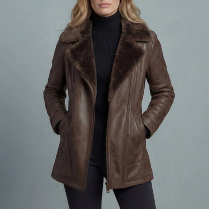 Ravella – Shearling-lined elegance – Leather jacket — variant_front
