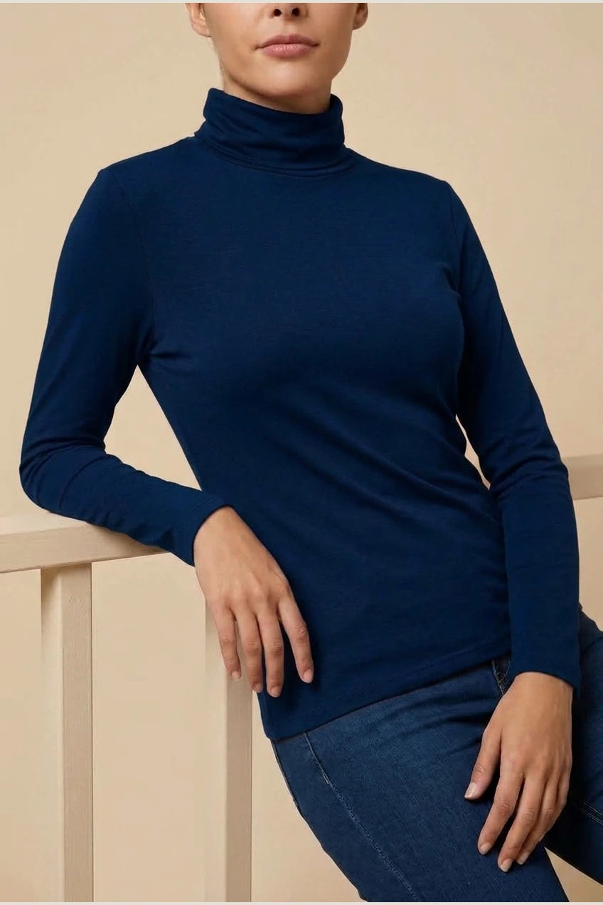Women's Turtleneck Sweater Roll Neck Long Sleeve Straight Cuffs Plain Casual Layering — variant_front