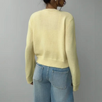 Soft Cropped Knit Cardigan with Round Neck — variant_front