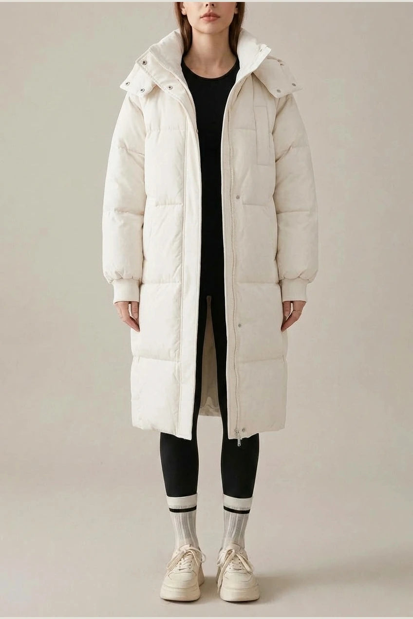 Gina™ - Classic Hooded Long Puffer Coat — variant_front