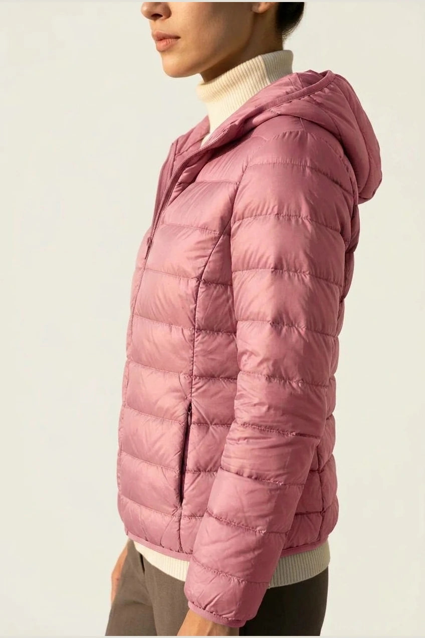 Amelia | Women's Lightweight Hooded Quilted Jacket Packable Down Puffer — variant_front