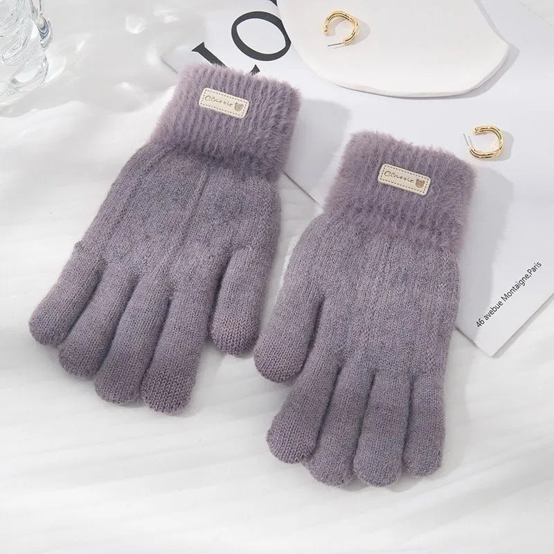 Plush Fluffy Knit Winter Gloves with Touchscreen Fingertips — variant_front