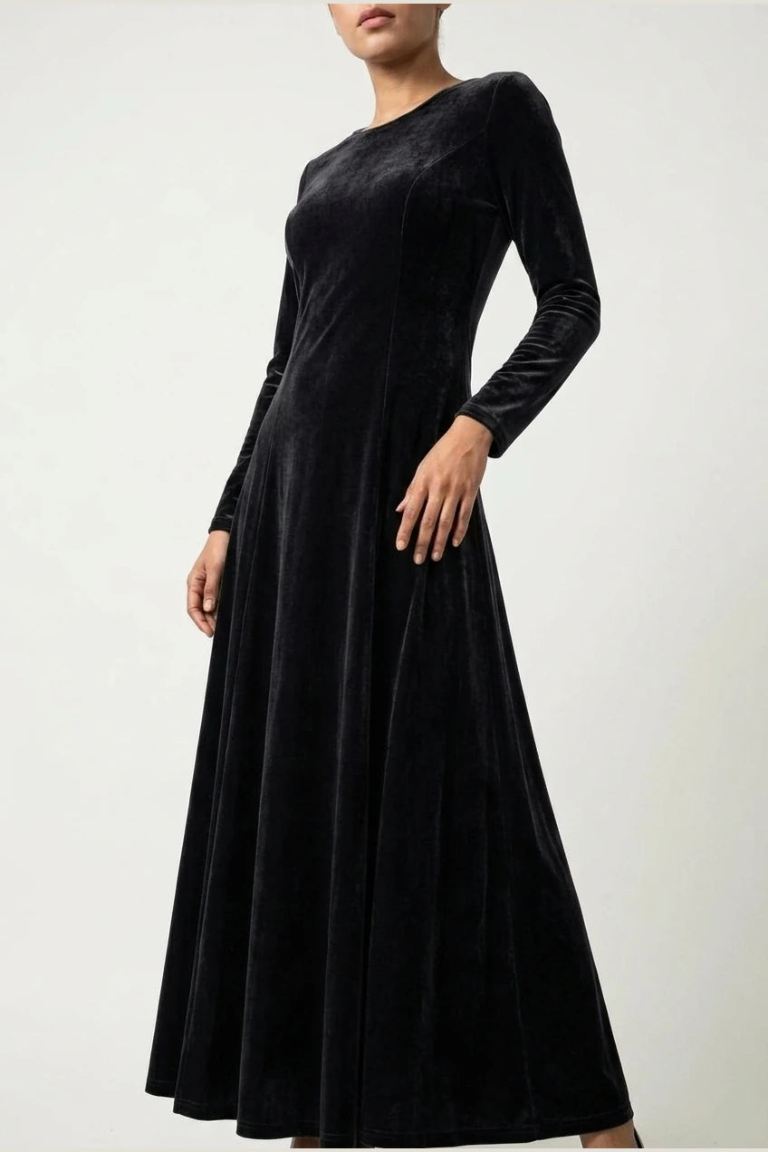 Emily | Women's Velvet Long Sleeve Formal Party Dress Maxi — variant_front