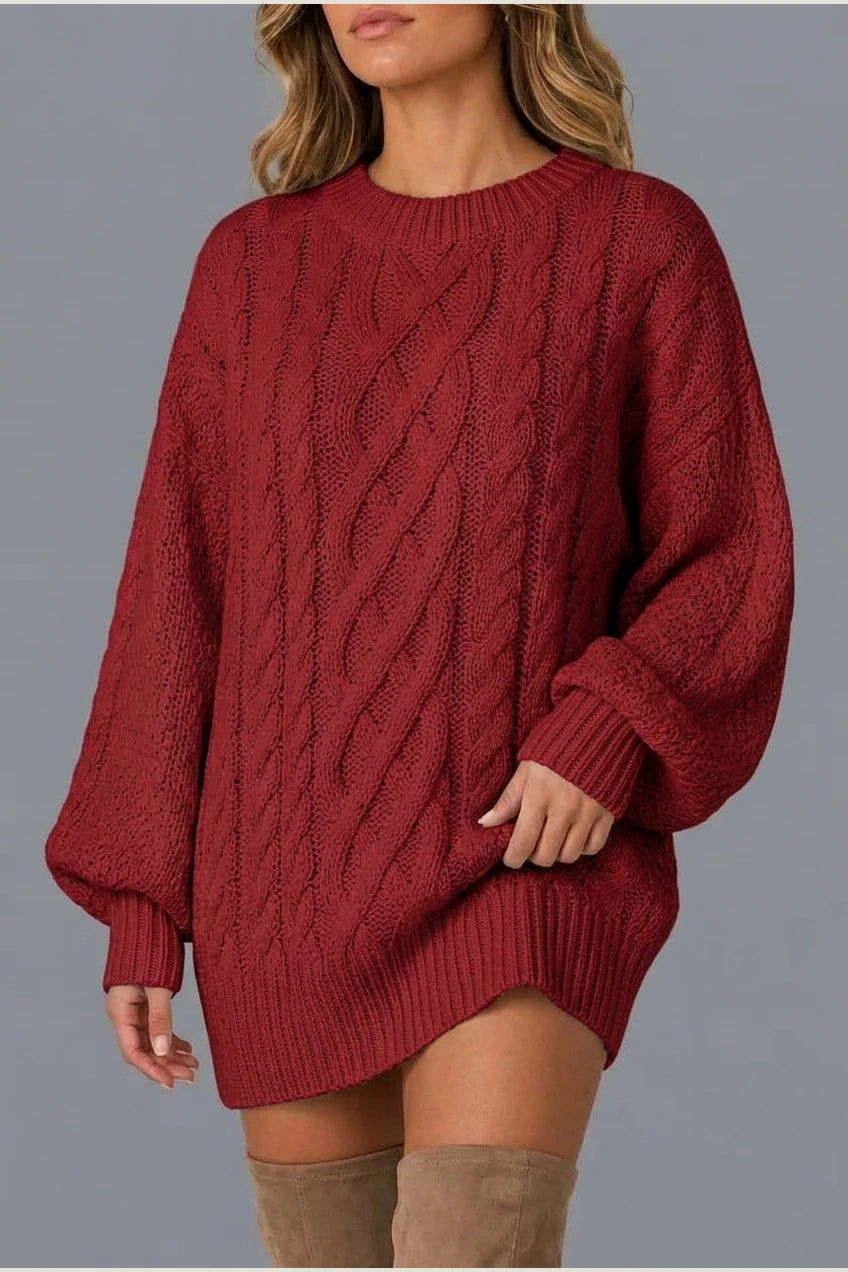 Montarello Women's Jumper Dress Cable Knit Oversized — variant_front