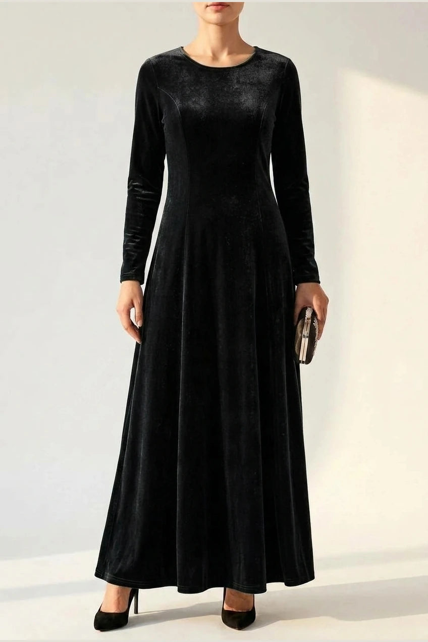 Emily | Women's Velvet Long Sleeve Formal Party Dress Maxi — variant_front
